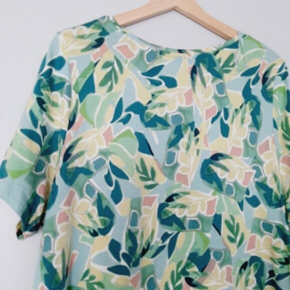 ADDITION ELLE Modern T-shirt Abstract Floral Botanical Green & Blue Top Sz 2X - Picture 13 of 14
